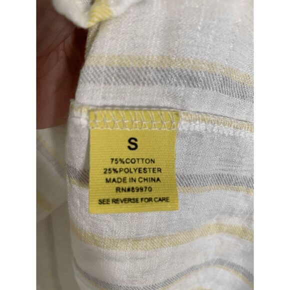 Love Notes Women’s Striped Button Down Long Sleeve Linen Shirt Multicolor Small - Picture 3 of 8